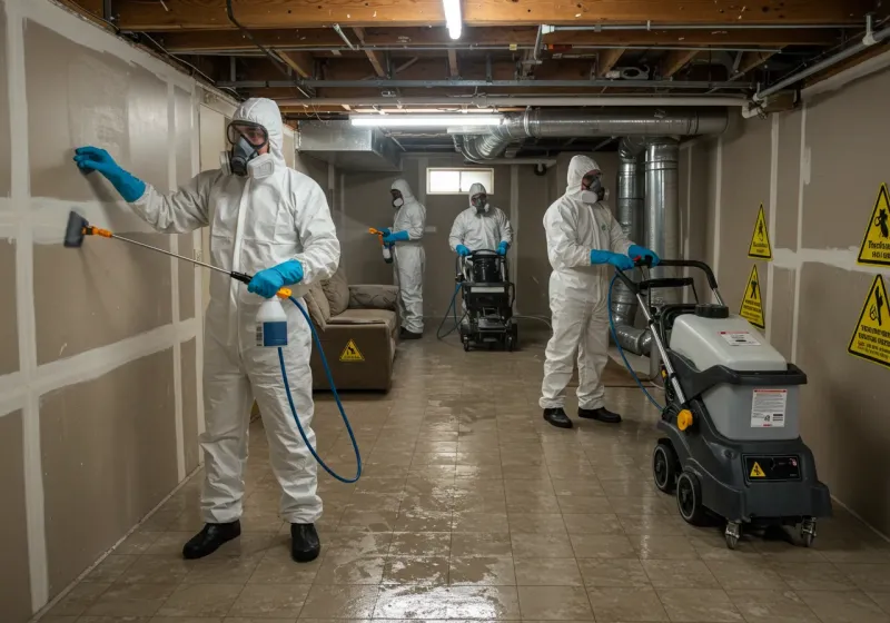 Basement Moisture Removal and Structural Drying process in West Orange, TX